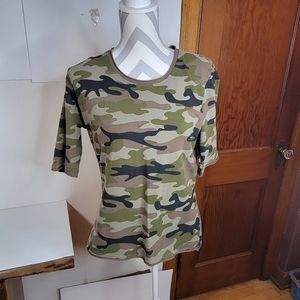 Womans North River Outfitters Camo T shirt Cotton Brown Edges Size Large